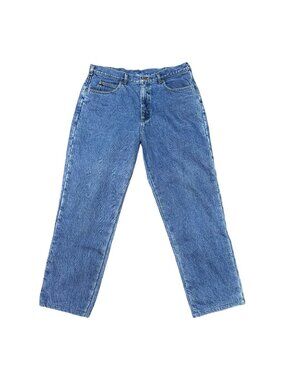 LL Bean High Waisted Flannel Lined Warmed Blue Jeans 36x29 Warm Weather Work Pan